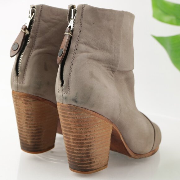 Rag Bone Womens Newbury Boot Size 7 Gray Nubuck Leather Block Heel Bootie Comfy - Picture 4 of 14